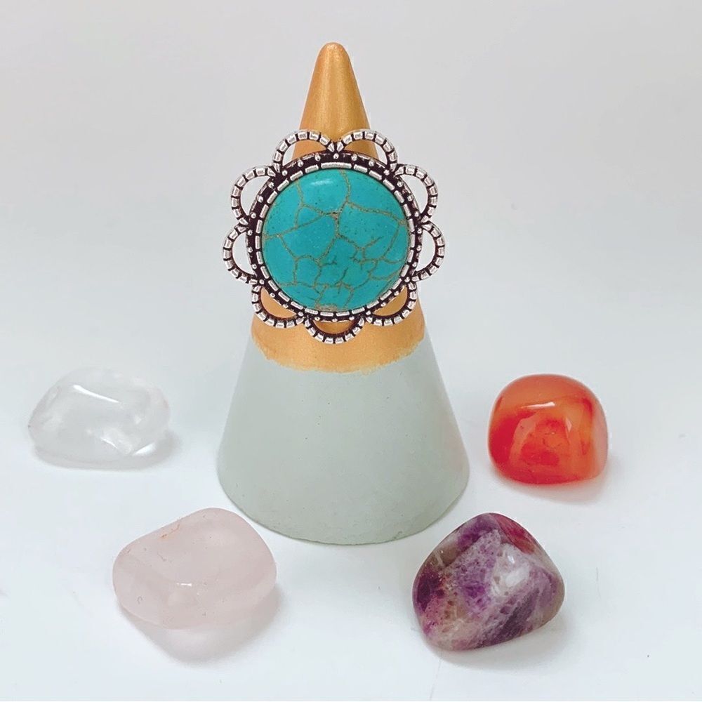 💍Beautiful Genuine Natural Turquoise Gemstone Ring for Women - Picture 7 of 7